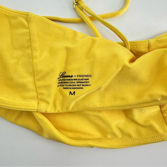 Lovers + Friends Cyan Bikini Top One Shoulder Strap size Medium Sunny Yellow - Picture 6 of 7